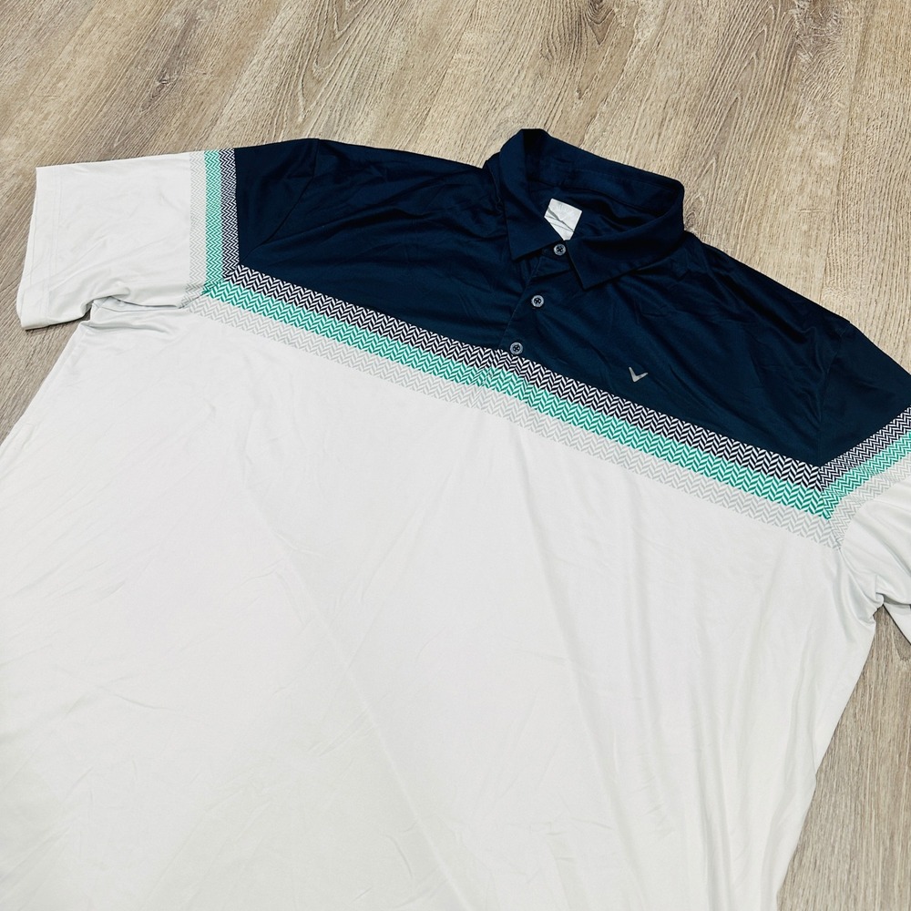 Callaway Polo Mens 3XL Opti-Dri Golf Polo Shirt Navy White Colorblock Golf Shirt